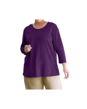 On The Plus Side 3/4 Sleeve U-Neck Long Sleeve Tunic - Purple