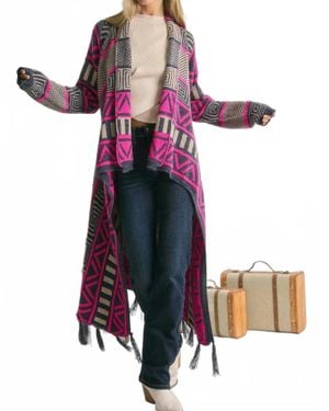Davi & Dani As It Was Fringe Cardigan - Pink