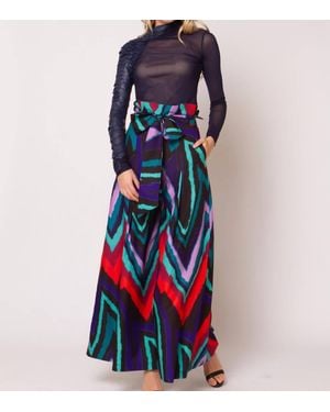 Gracia Colorful Palazzo Pant - Blue