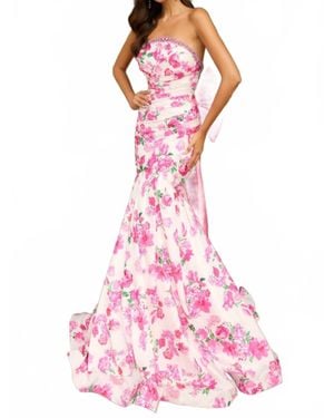Ava Presley Long Floral Taffeta Gown - Pink
