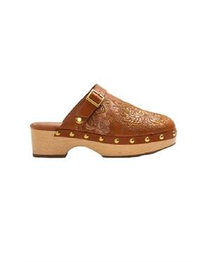 Johnny Was Mono Clog Tonal Slippers - Brown