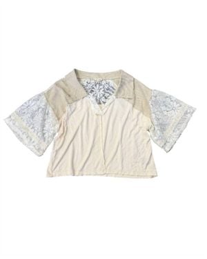Pol Lace Ruffle Sleeve Top - White
