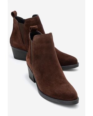 Forever & Always Shoes Dovena Leather Block Heel Ankle Boot - Natural