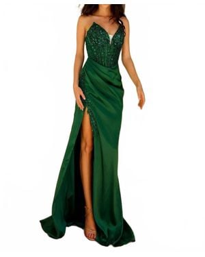 Nox Anabel High-Slit Trumpet Dress - Green