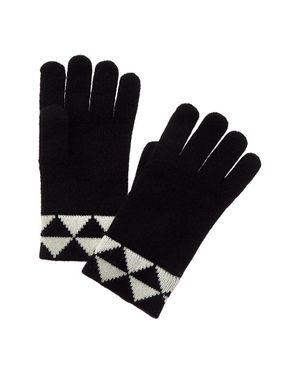 Phenix Triangle Jacquard Cuff Touch Tech Cashmere Gloves - Black
