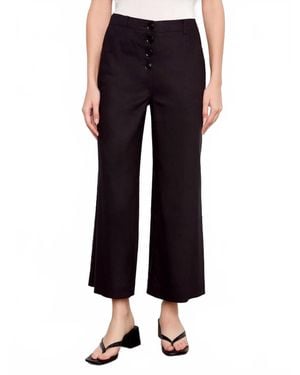 Charlie b Stretch Linen Wide Leg Button Front Pants - Black