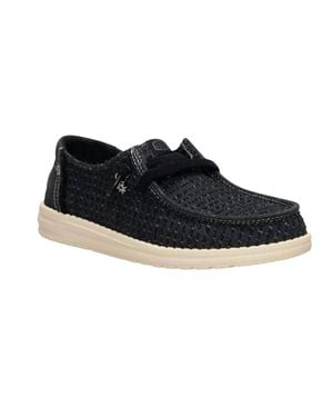 HEYDUDE Wendy Frayed Canvas Casual Shoes - Black