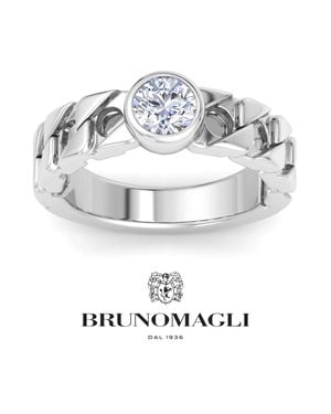 Bruno Magli 1-1 1/2 Carat Round Shape Lab Grown Diamond Bezel Set Solitaire Ring - Metallic