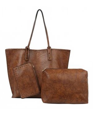 Handbag Factory Corp Hobo Handbag Shoulder Tote Purse - Brown