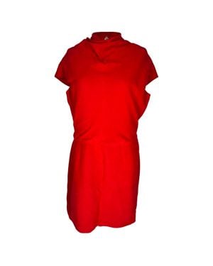 Versace Draped Front-Slit Midi Dress - Red