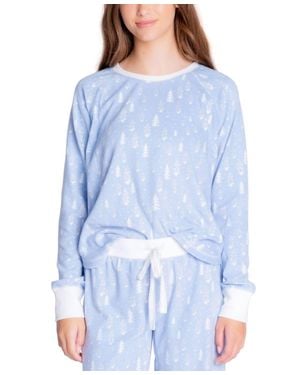 INSOMNIAC Printed Long Sleeve Pajama Top - Blue