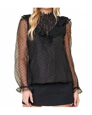 Sugarlips Cordelia Swiss Dot Blouse - Black