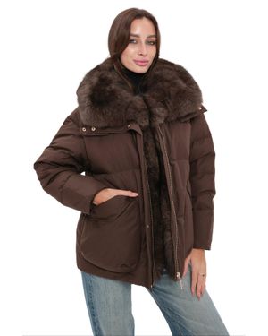 Alaska® Outerwear Michelle Genuine Fur Trim Down Parka - Brown