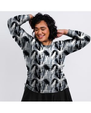 Calypsa Long Sleeve Upf 50+ Nora Swim Top - Blue