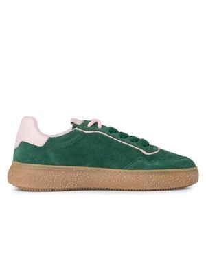 TMRS Tamaris Leather Fashion Stripe Lace Up Sneakers - Green