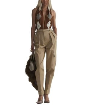 Mugler High-Waisted Tailored Pants With Cargo Pockets - Brown