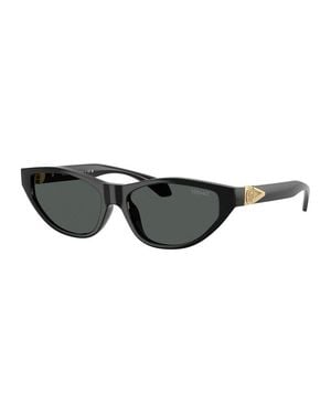 Versace Sunglasses Cat Eye Full Rim, Shiny Frame And Dark Lens Ve4491Ugb1/87 - Black