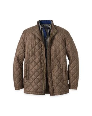 Paul Fredrick Houndstooth Quilted Jacket - Brown