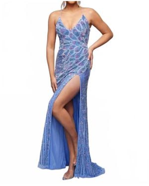 Jasz Couture Beaded Sexy Back Prom Dress - Blue