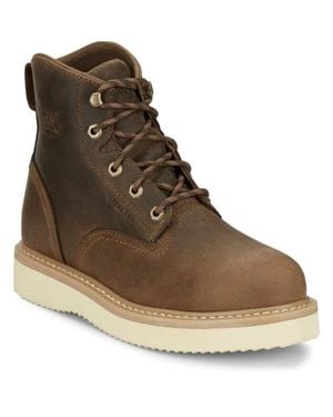 Justin Maxwell Ow709 Leather 6" Steel Toe Work Boots Nin1104 - Brown