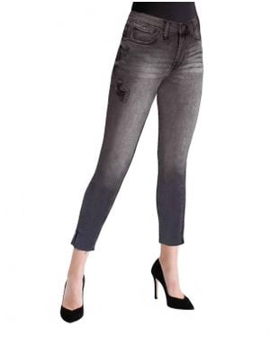 Kensie High Rise Raw Hem Skinny Jean - Black