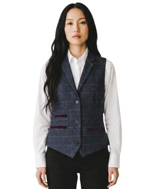 TruClothing Wool Blend Tweed Tailored Fit Vest - Black