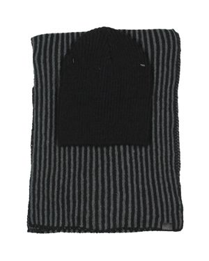 Kenneth Cole Herringbone Beanie Hat & Scarf Set - Black