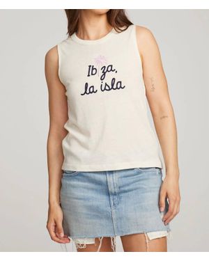 Chaser Brand Ibiza Palm Muscle Top - Blue