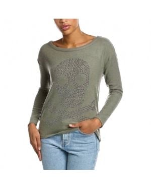 Chaser Brand Studded Skull Long Sleeve Tee - Gray