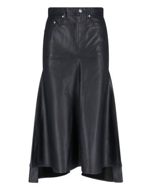 Victoria Beckham High-Waisted Leather Midi Skirt With Flared Design - Gray