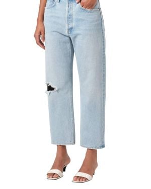 Agolde Mid Rise Crop Relaxed Straight Leg Jeans - Blue