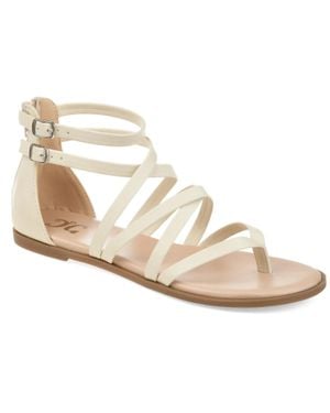 Journee Collection Tru Sandals Faux Leather Adjustable Strap Zpo3923 - Metallic