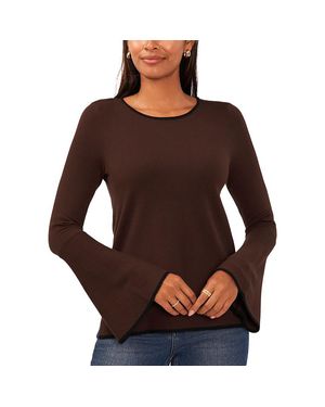 Sam and Jess Side Slit Long Sleeve Crewneck Sweater - Red