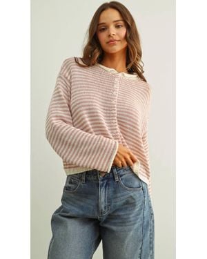 Miou Muse Button Front Knit Cardigan - Multicolor