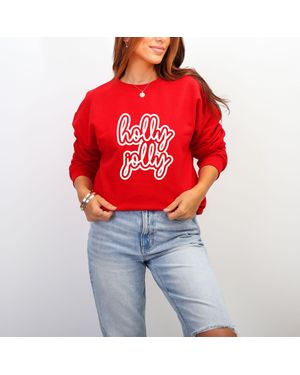 Simply Sage Market Holly Jolly Outline Puff - Red