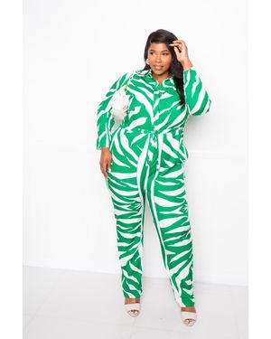 TRUEDAMES Button Up Long Sleeve Jumpsuit - Green