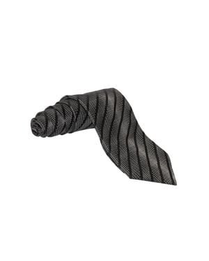 Zilli Box Check-Diagonal Stripe Silk Tie - Black