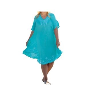 On The Plus Side Pearl Short Sleeve Sundress - Blue