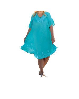 On The Plus Side Pearl Short Sleeve Sundress - Blue