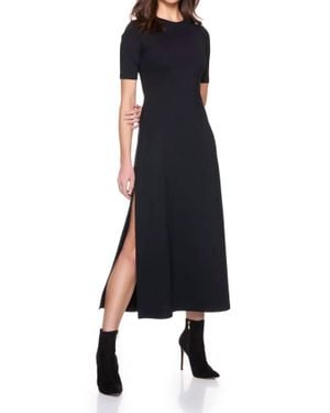 Susana Monaco Crew Side Slit Midi Dress - Black