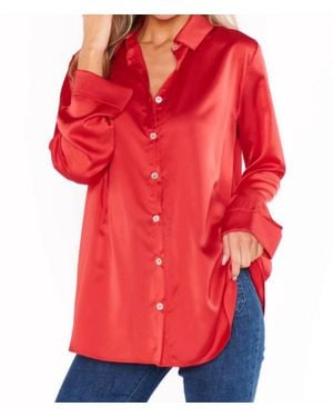 Show Me Your Mumu Button Down Satin Top - Red