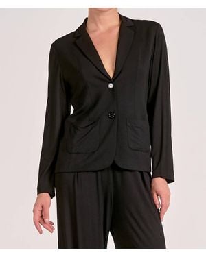 Elan Comfy Button Blazer - Black