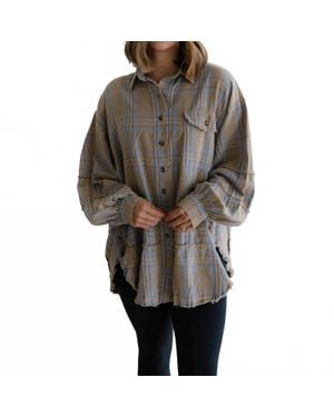 Easel Remi Oversized Plaid Shirt - Gray