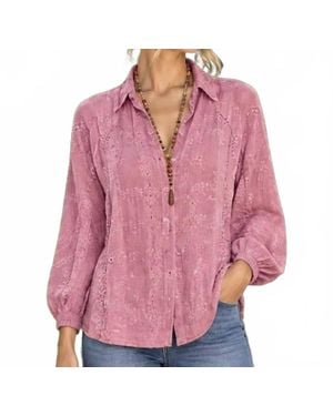 Johnny Was Blossom Rosie Button Down Shirt - Red