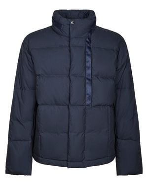 Stone Island Quilted High Collar Boxy Jacket - Blue