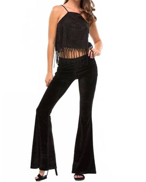 Wyldr Amina Velvet Flare Pant - Black