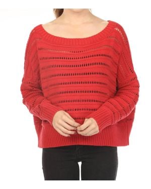 Planet By Lauren G. Loomed Boatneck Sweater - Red