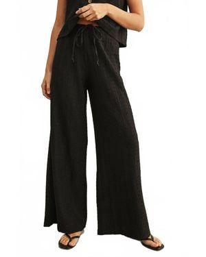 Miou Muse Crinkled Fabric Elastic Waist Pants - Black