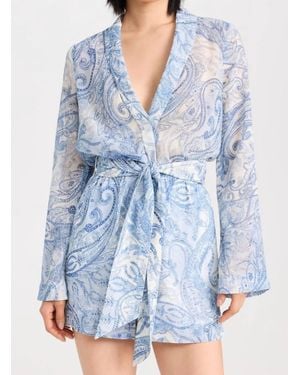 L'Agence Paisley Print Wide-Leg Romper - Blue