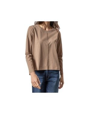 Lilla P Front Seam Long Sleeve Tee - Blue
